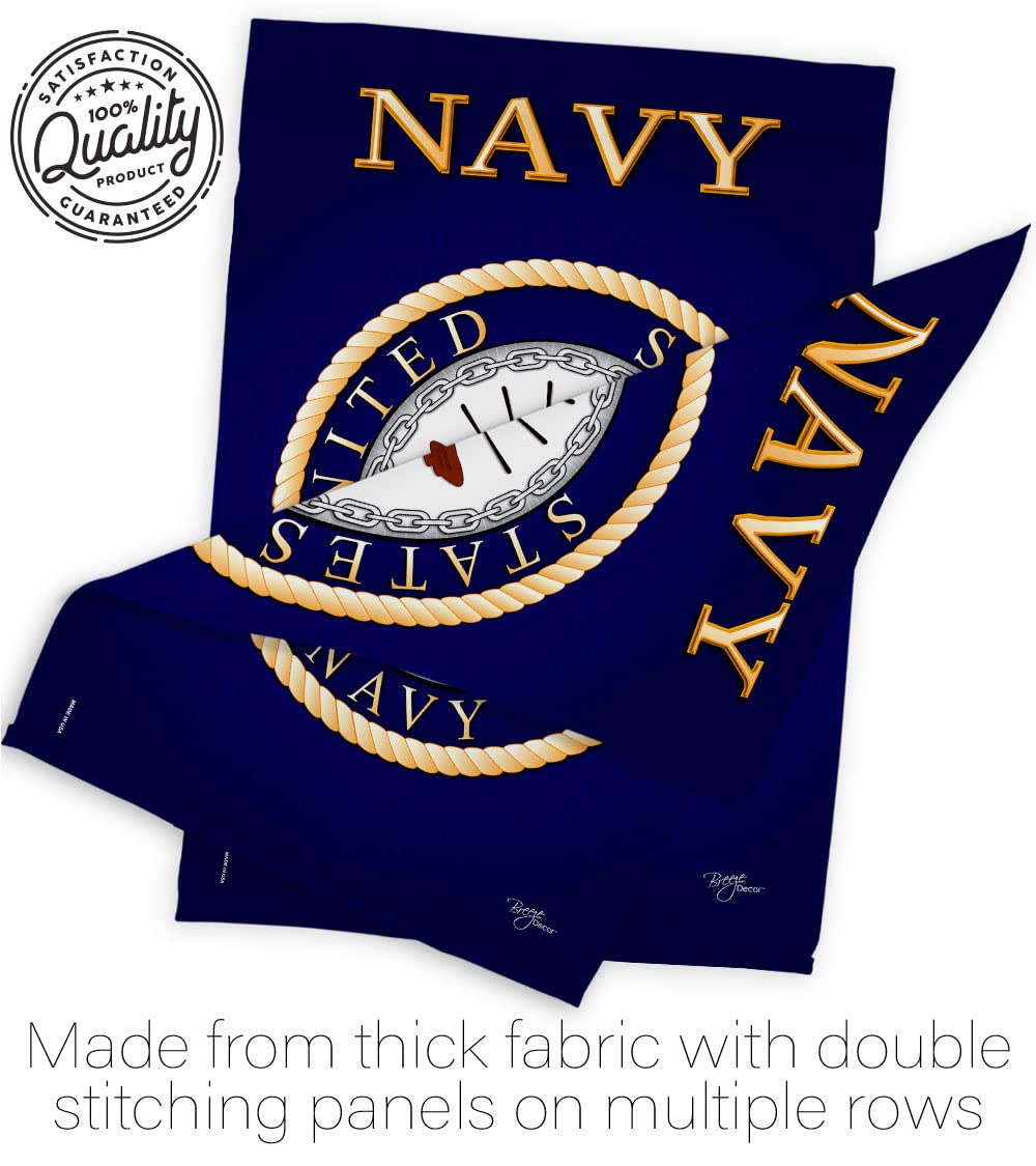 Breeze Decor US Navy flag sturdy fabric withstands frequent handling