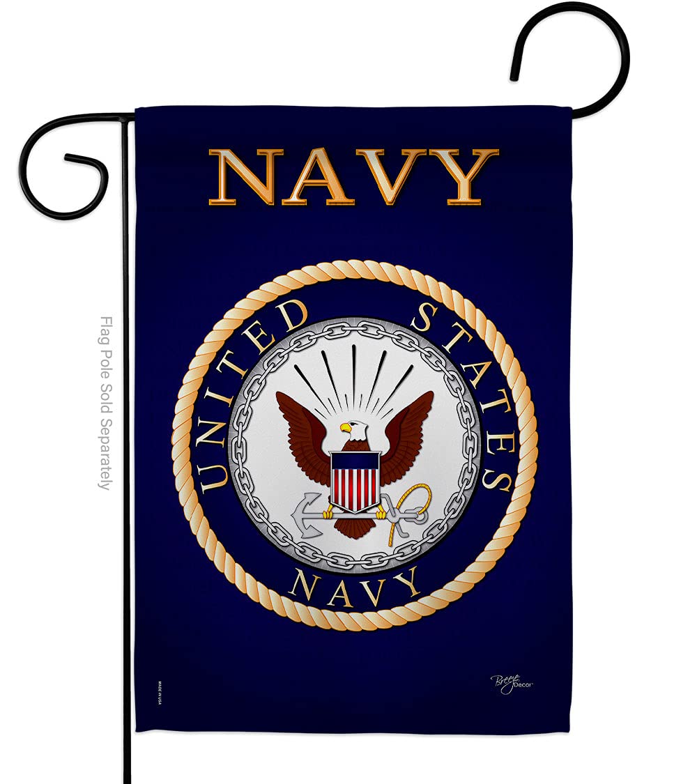 Breeze Decor US Navy garden flag front design for patriotic display indoors or outdoors