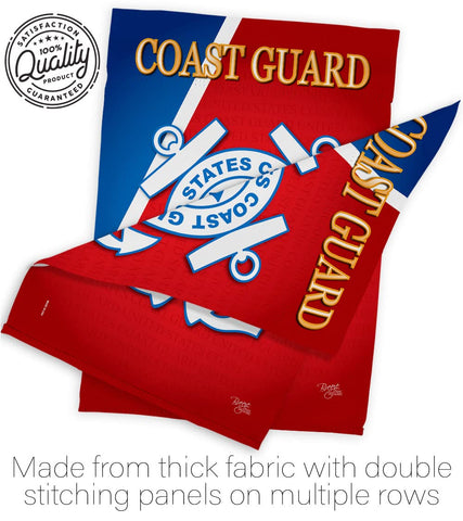 Breeze Decor USCG flag suitable for indoor or outdoor hanging via sleeve.