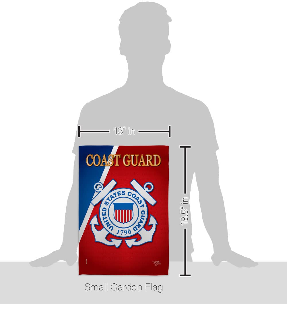 Breeze Decor USCG garden flag double-sided readable for versatile hanging options.