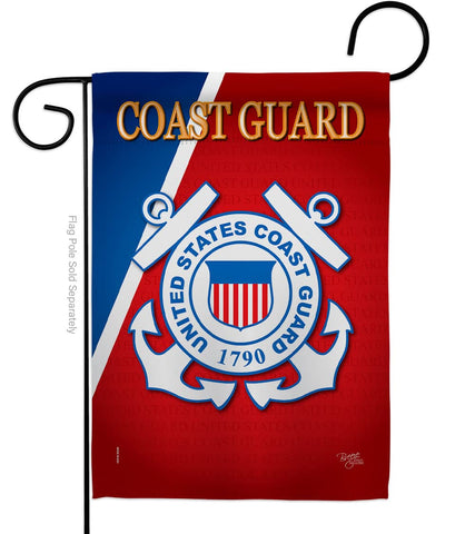 Breeze Decor USCG garden flag Semper Paratus, durable for year-round outdoor display.
