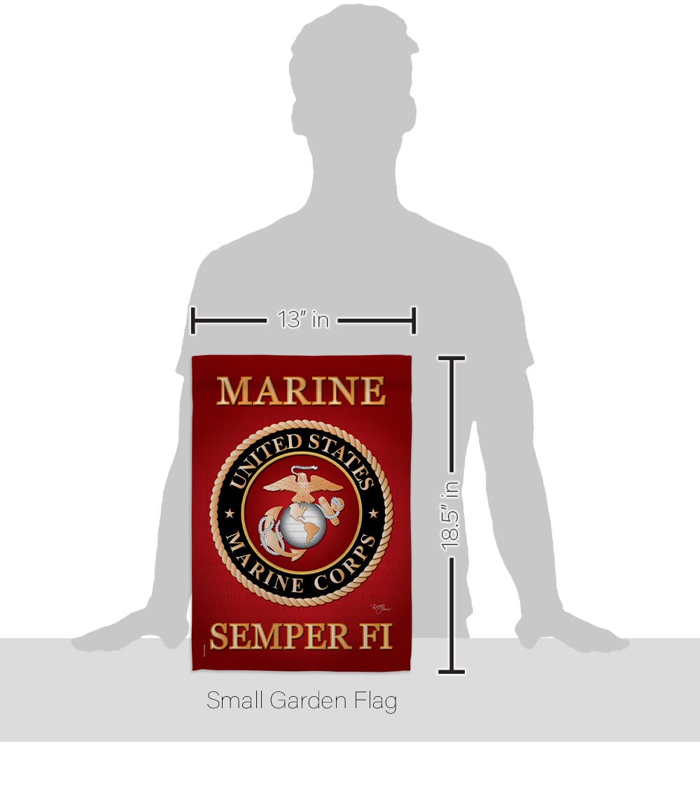 Breeze Decor USMC garden flag double-sided readability from both sides.