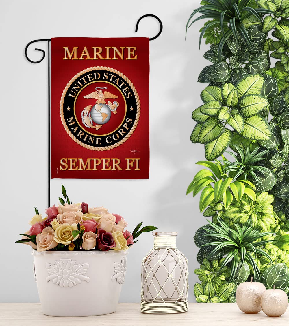 Breeze Decor USMC garden flag durable, year-round outdoor decor.