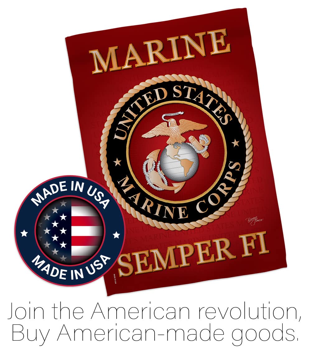 Breeze Decor USMC garden flag ideal lawn decor for veterans and families.