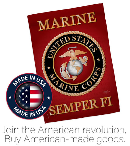 Breeze Decor USMC garden flag ideal lawn decor for veterans and families.