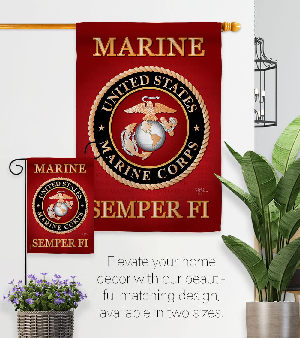 Breeze Decor USMC garden flag versatile decor for parties and yards.