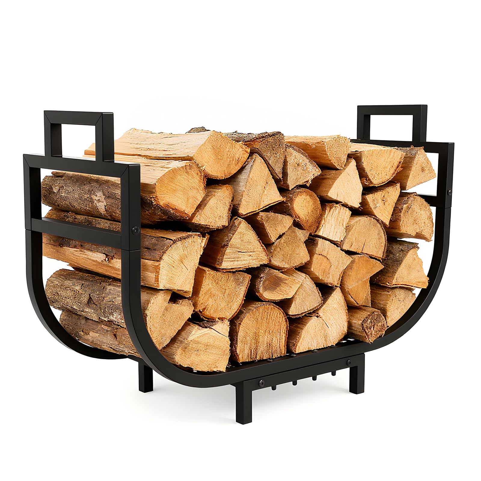 Breeze Touch curved firewood rack 30in indoors provides sturdy storage