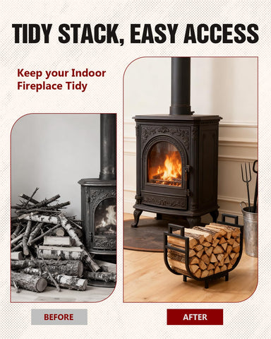 Breeze Touch firewood rack ideal beside fireplace or deck