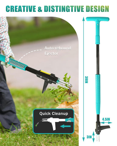 Breeze Touch long-handle tool ready for standing weed removal across lawns.