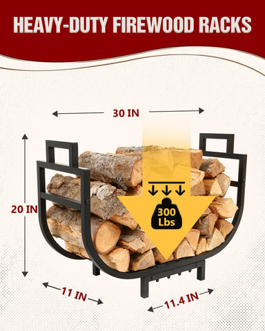Breeze Touch rustproof firewood rack for outdoor use near patio