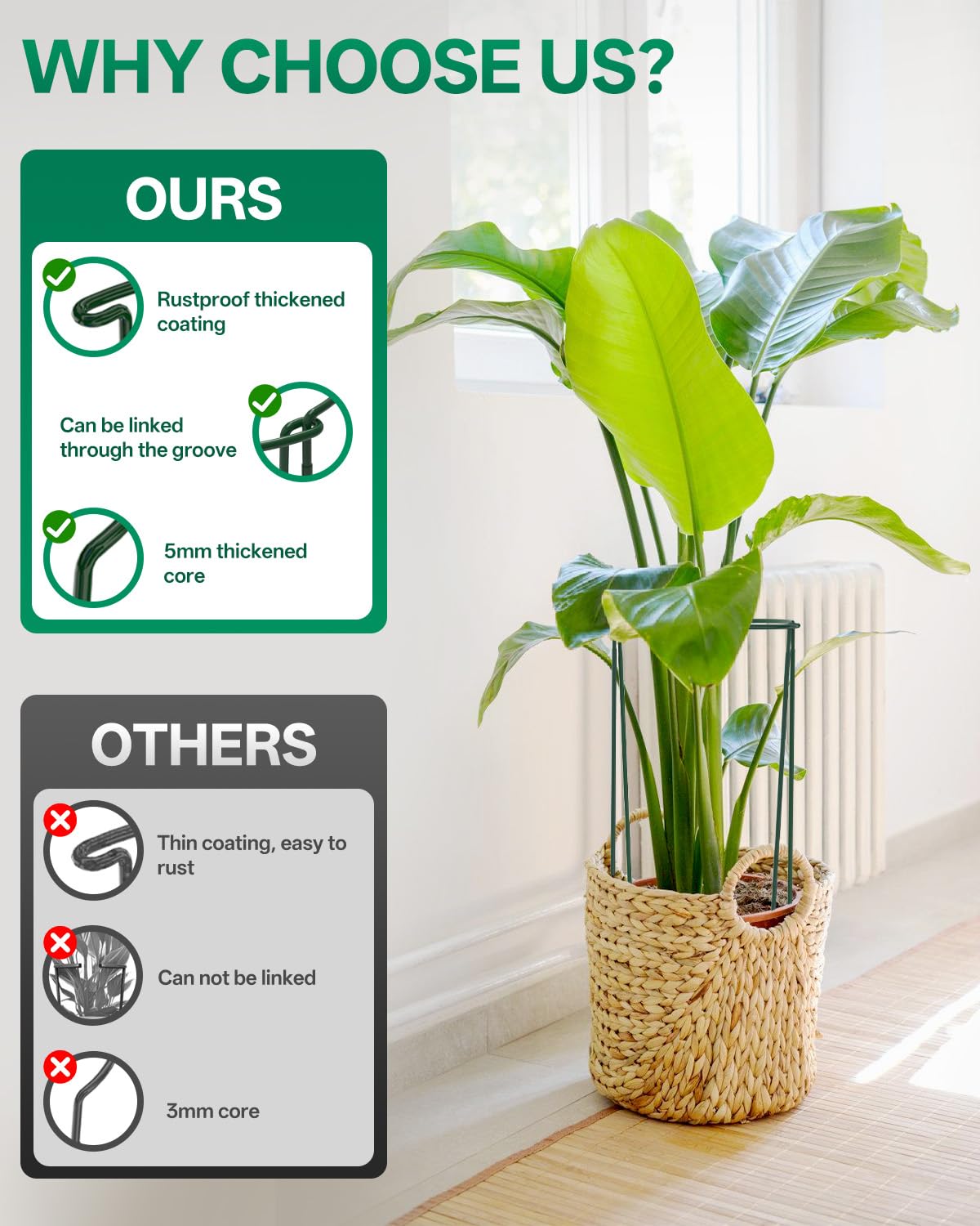 Breeze Touch sturdy metal stakes: durable, reusable garden solution for seasons.