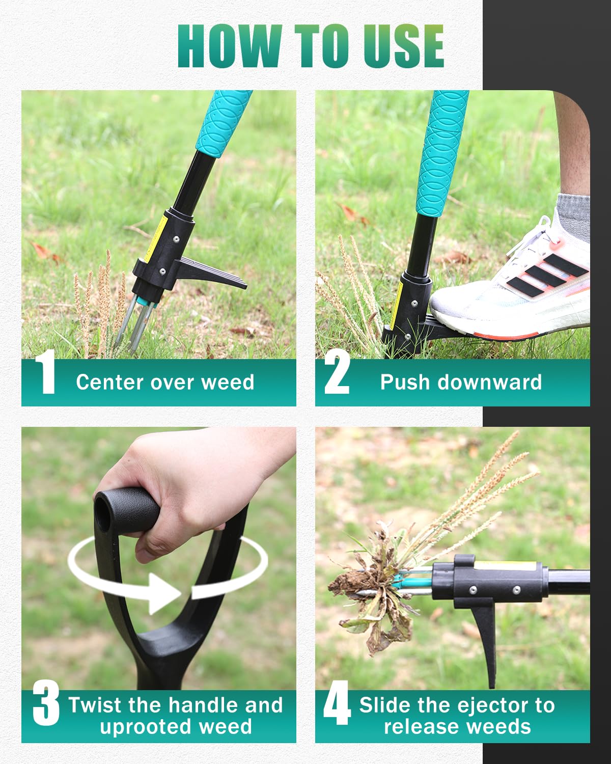 Breeze Touch Weed Removal in Action showing one-handed use.