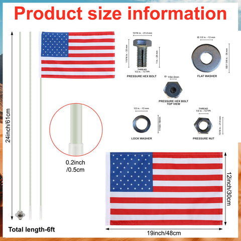 BreezeHug flag pole assembly shows a sturdy 6 ft iron pole for mounting.