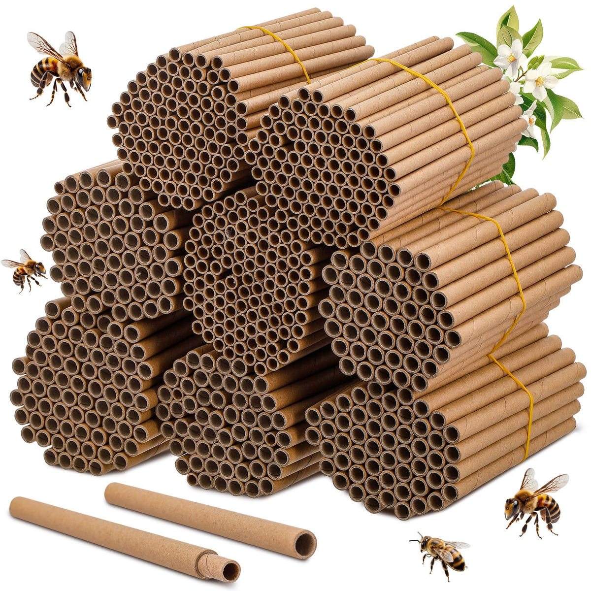 BreezeHug 6-inch mason beehive tubes ready for replacement inserts to support pollinators