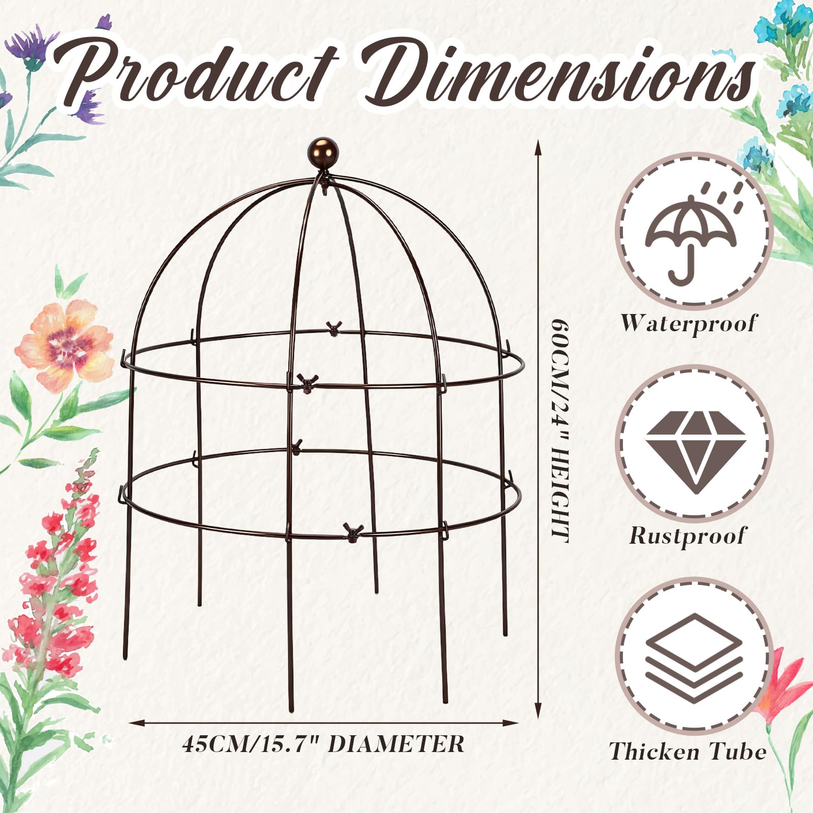 BreezeHug vintage gold peony cage trellis adds elegant garden focal point.