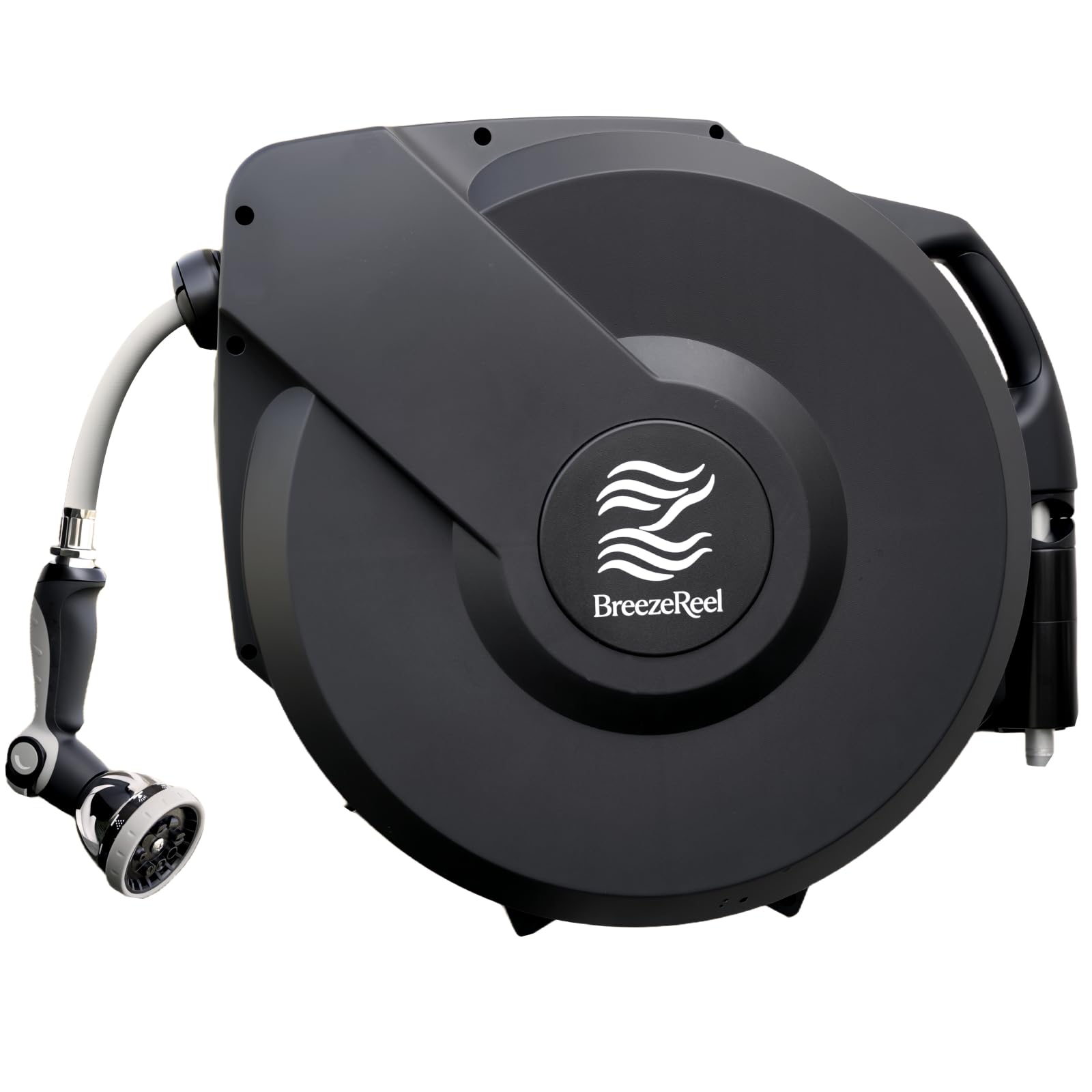 BreezeReel retractable hose reel with 100ft reach for seamless yard watering.
