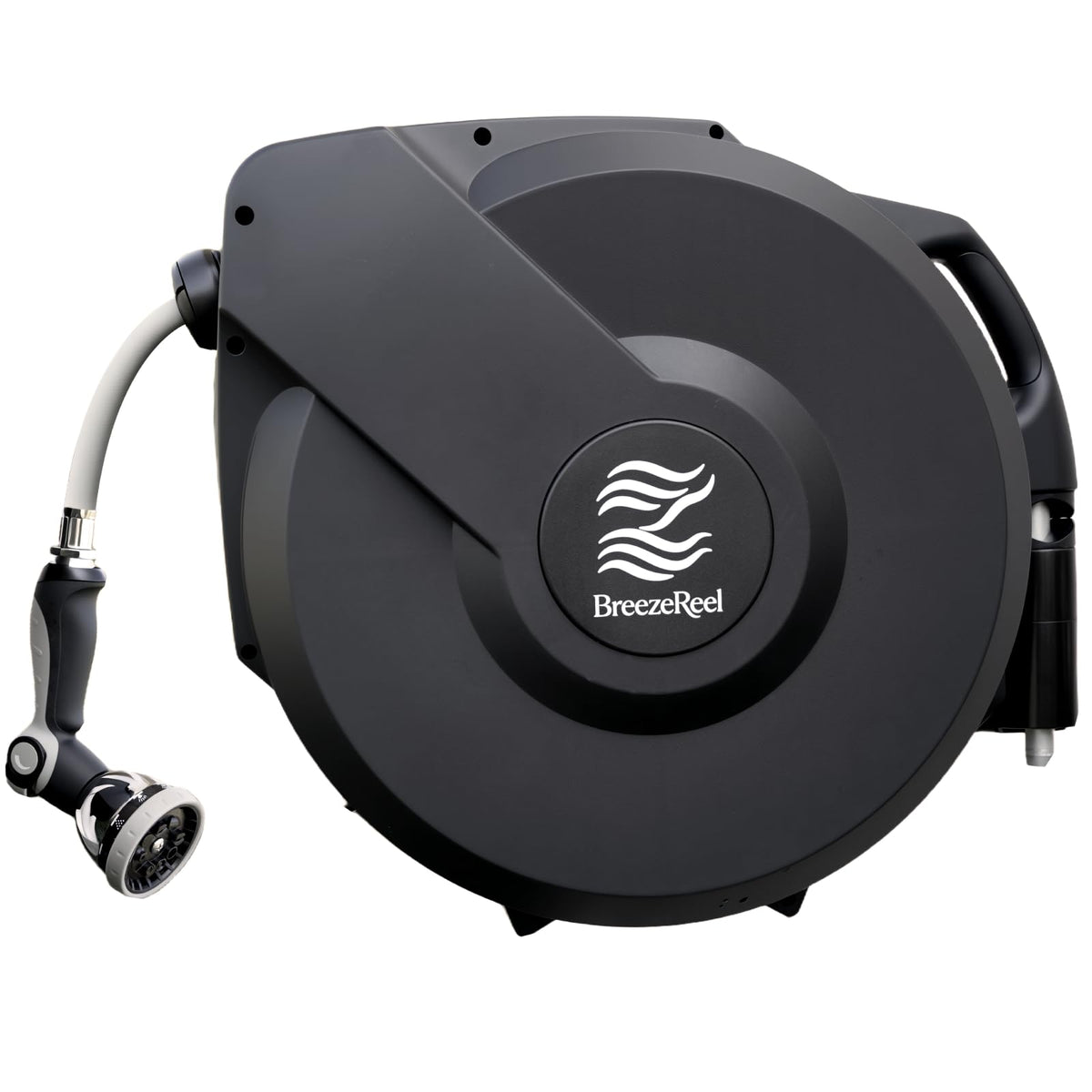BreezeReel retractable hose reel with 100ft reach for seamless yard watering.