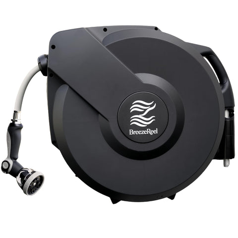 BreezeReel retractable hose reel with 100ft reach for seamless yard watering.