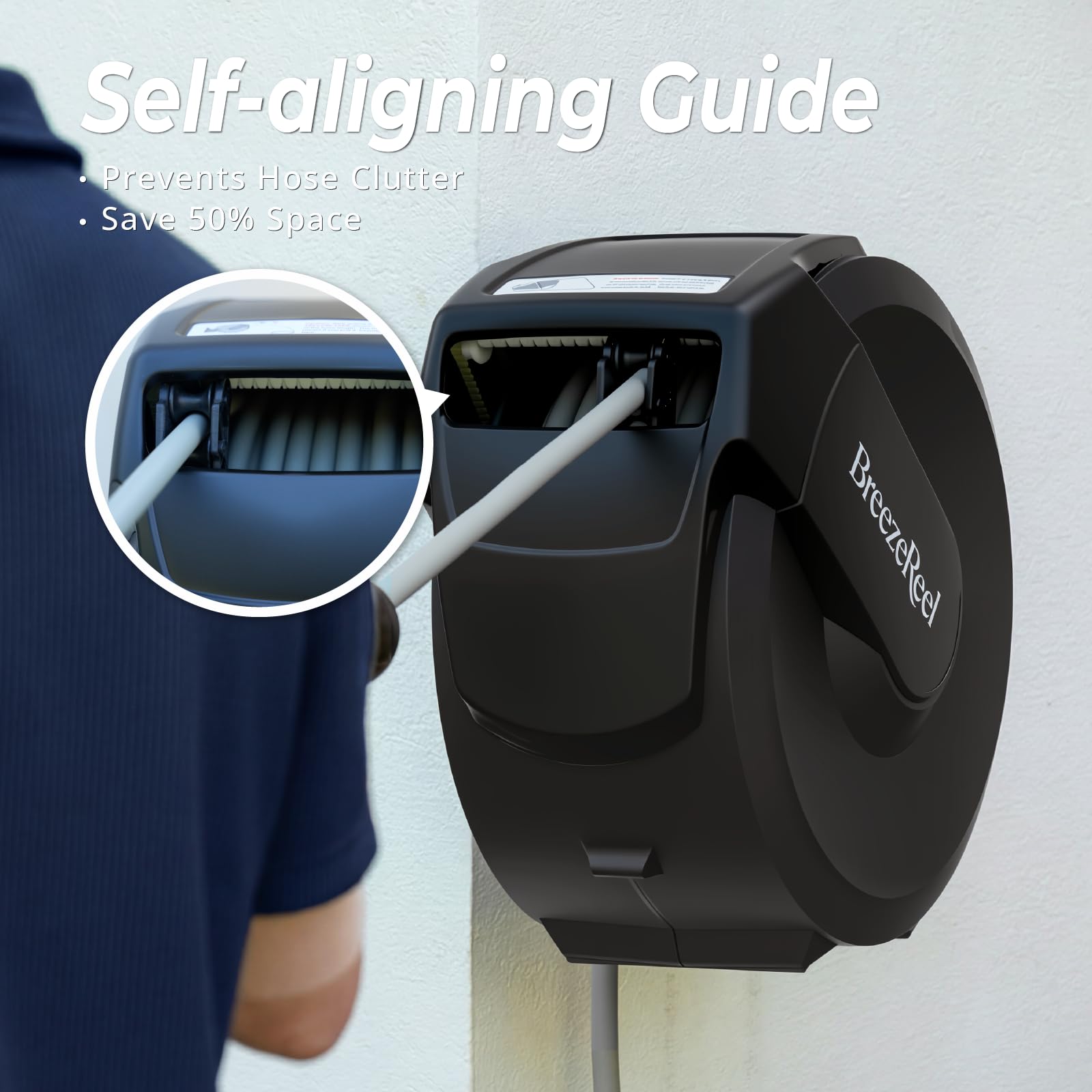 BreezeReel slow-return mechanism prevents abrupt retraction and wear.