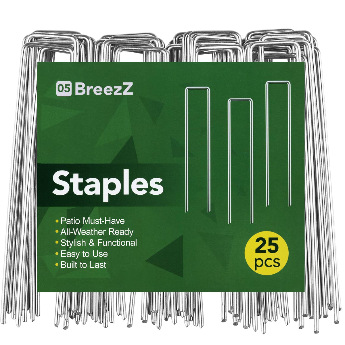Breezz 25-pack garden staples 6-inch for durable soil anchoring and long-lasting hold.