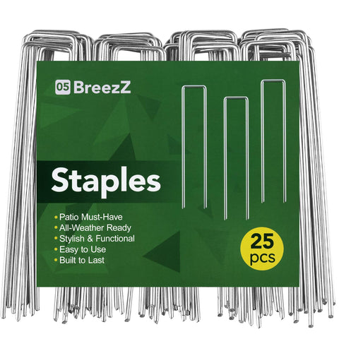 Breezz 25-pack garden staples 6-inch for durable soil anchoring and long-lasting hold.