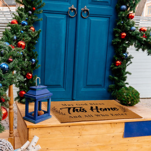 Breling coir mat featuring olive leaf design adds serene entryway charm