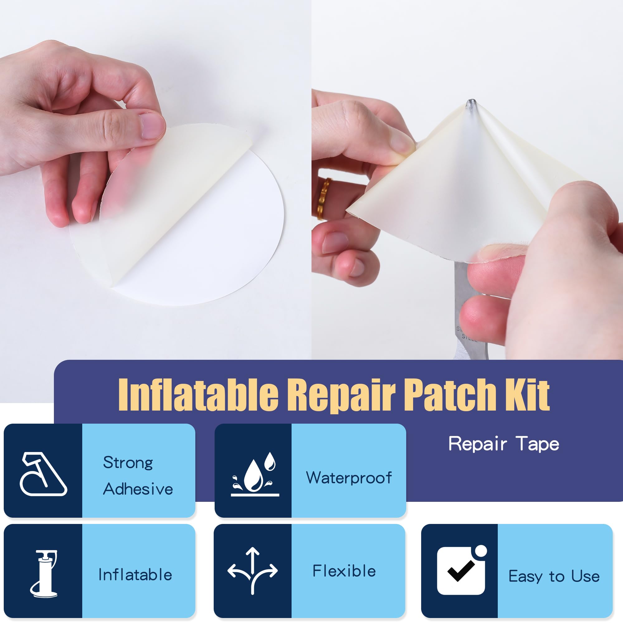 Breliter patch kit applied to bounce house for durable, weather-resistant repairs.