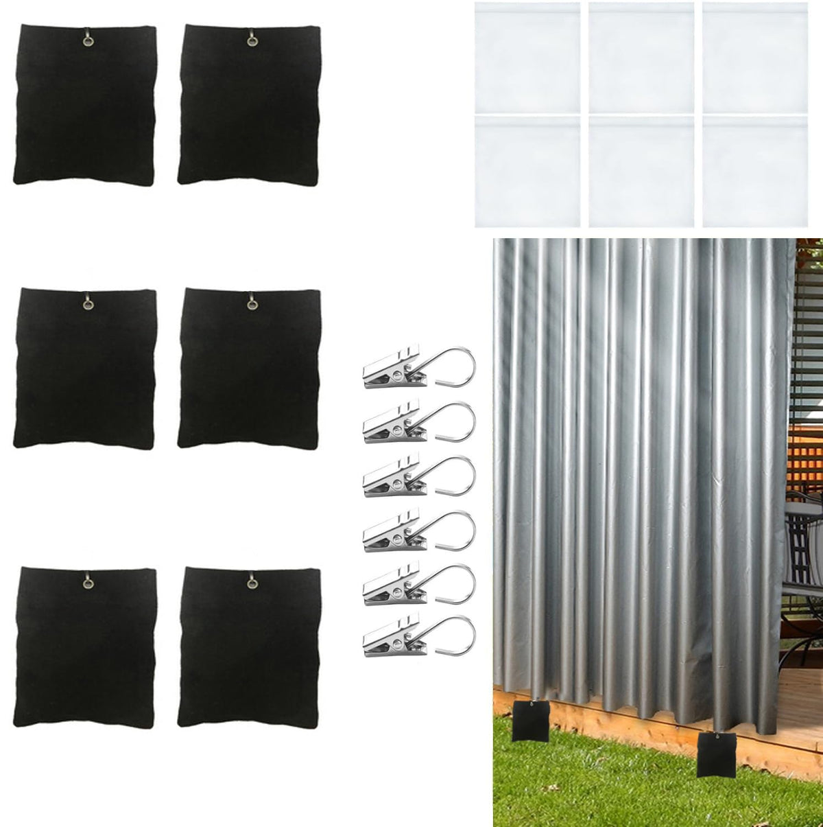 Bresanon outdoor curtain weight bags stabilize drapes against wind