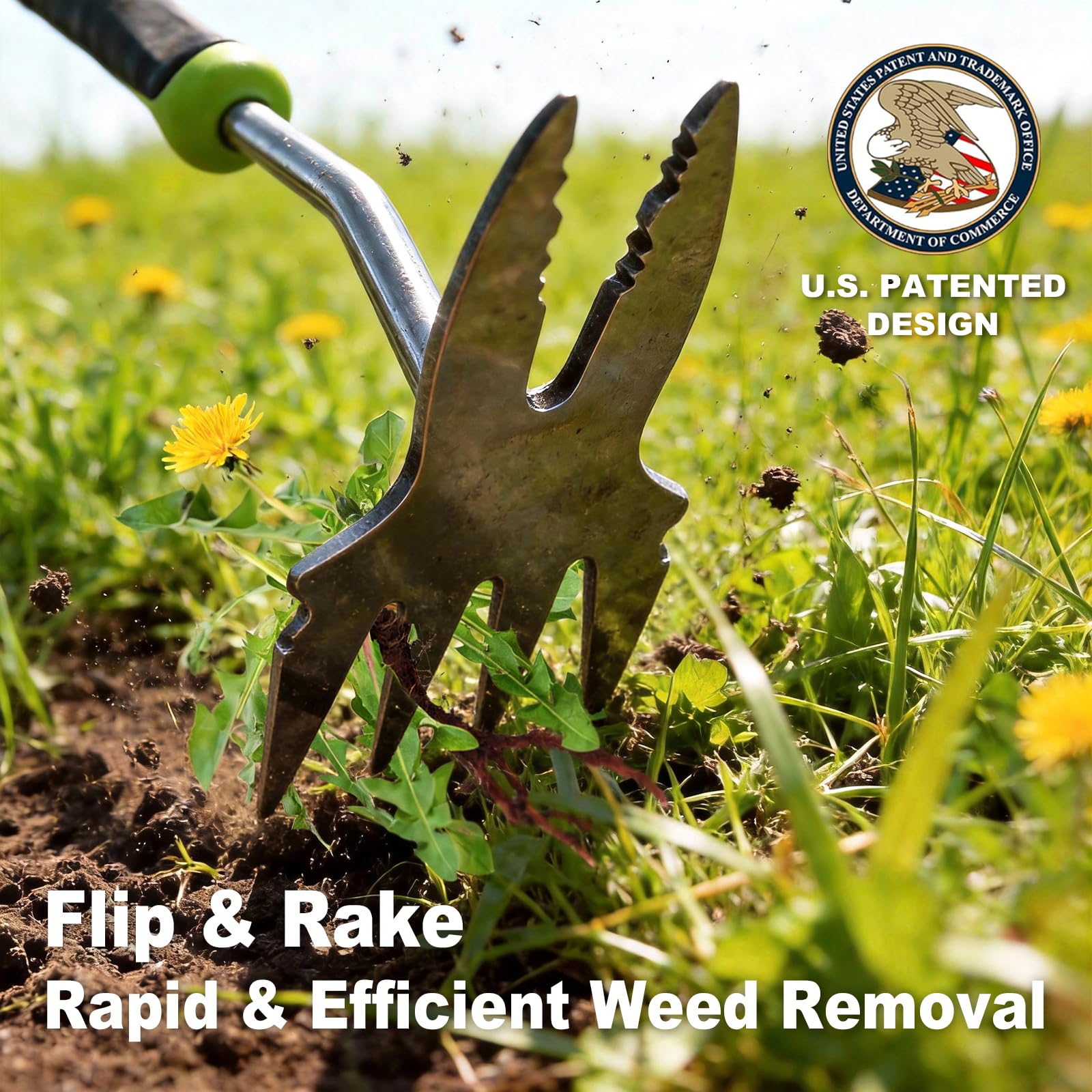 BREWIN TOOLS ergonomic non-slip handle provides a comfortable weed removal grip