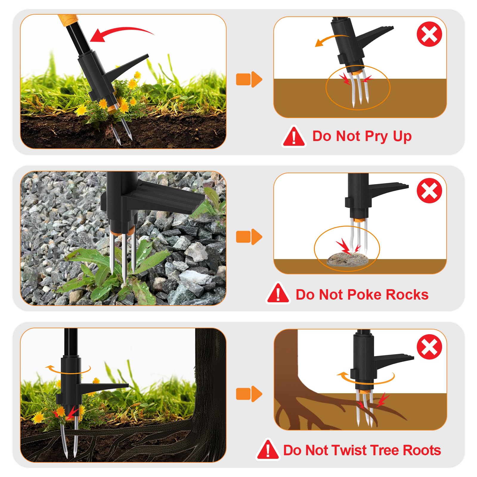 BREWIN TOOLS fully stand-up weeder with easy-grip handle for comfort.