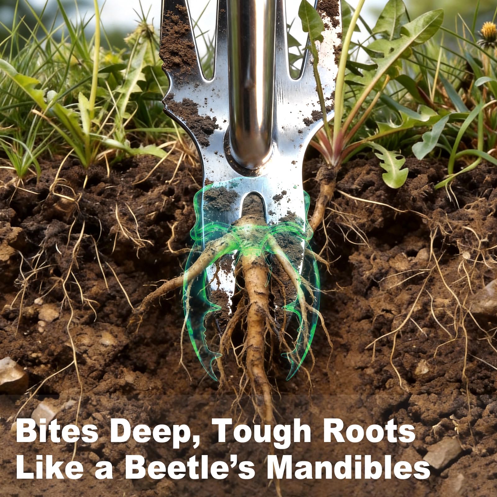 BREWIN TOOLS hand weeder with two-tooth end targets deep roots securely