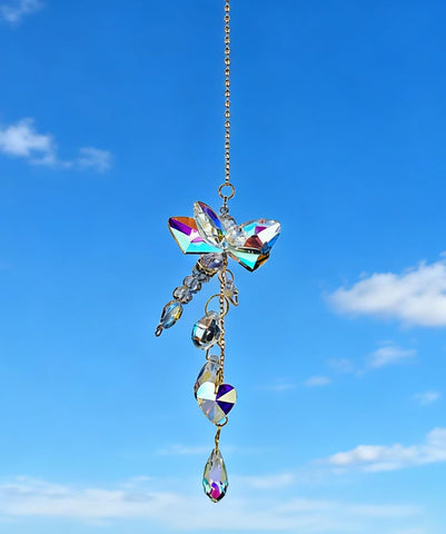 Brezalysia dragonfly prism sun catcher brightens windows with rainbow light