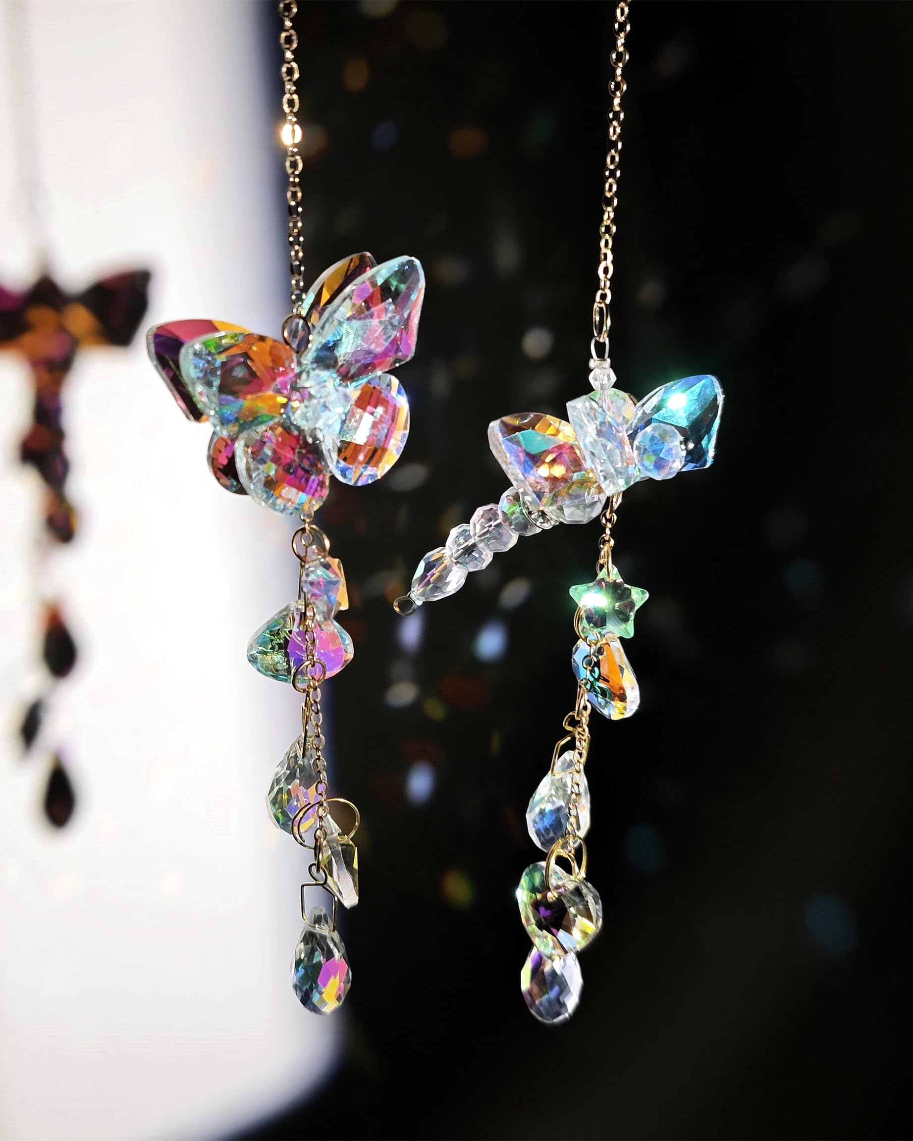 Brezalysia handwoven crystal hanging ornament gleams in daylight