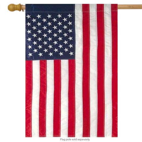 Briarwood Lane American Flag Applique House Flag; durable outdoor display.