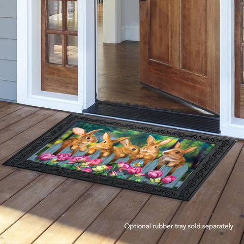 Close-up of original Briarwood Lane artwork on the doormat's vivid print.