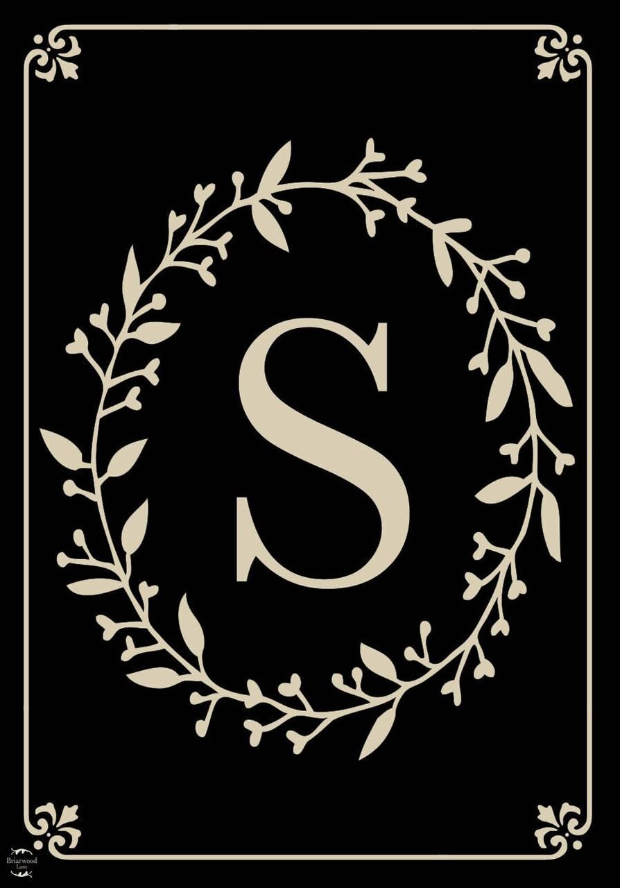 Briarwood Lane Classic Monogram S Garden Flag front view highlighting durable all-weather fabric