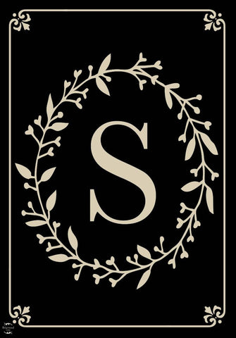 Briarwood Lane Classic Monogram S Garden Flag front view highlighting durable all-weather fabric