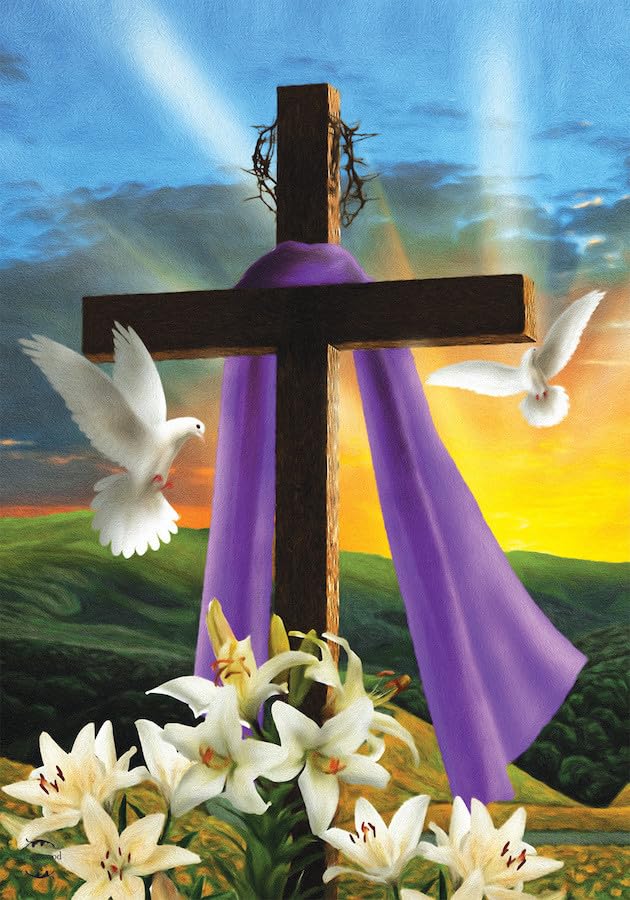 Briarwood Lane Easter Sunrise flag front view showcasing vibrant, fade-resistant outdoor artwork