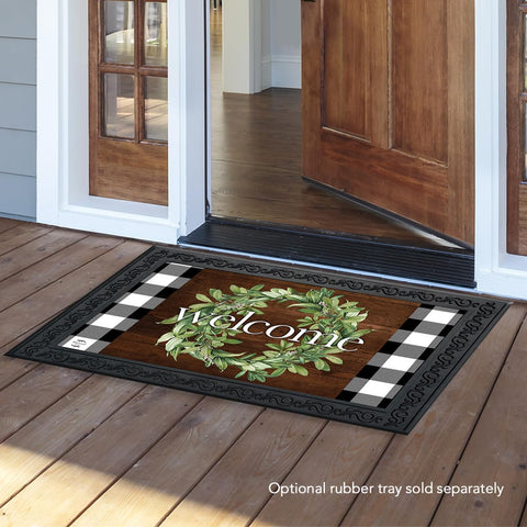 Briarwood Lane Farmhouse Wreath Spring artwork highlights crisp, durable print for year-round appeal.