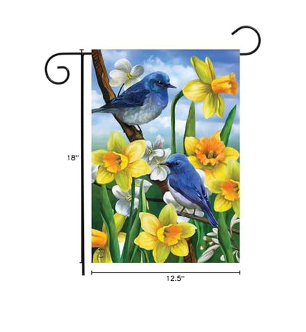 Briarwood Lane floral spring banner flag highlighting daisies and birds