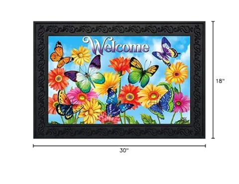 Briarwood Lane Indoor-Outdoor Doormat with butterflies is ideal for entrances.