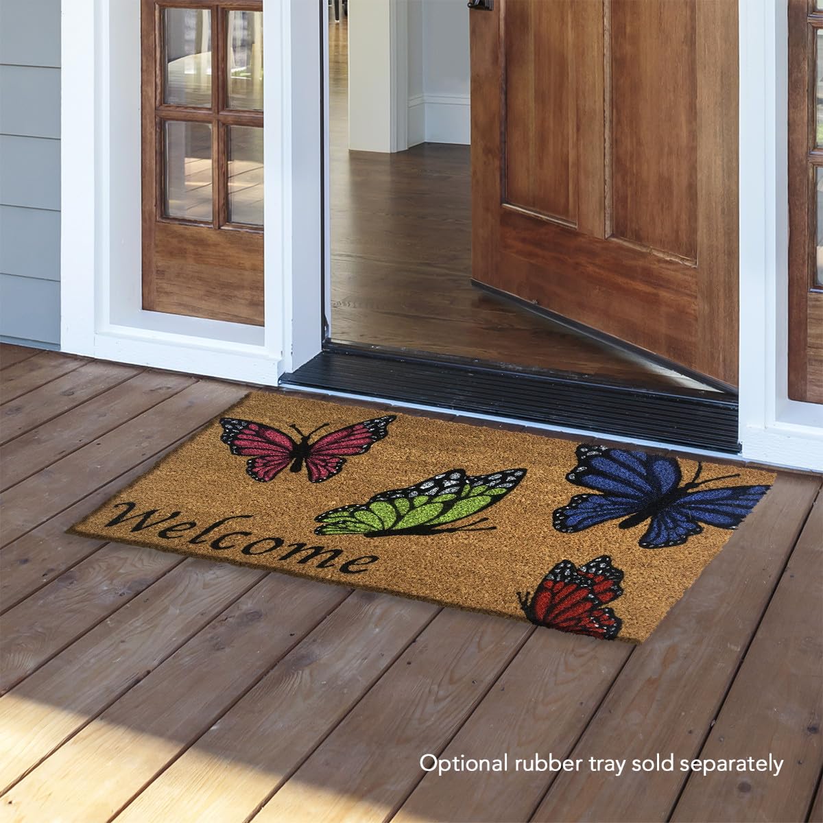 Briarwood Lane natural coir fiber texture supports dirt removal at the doorway.