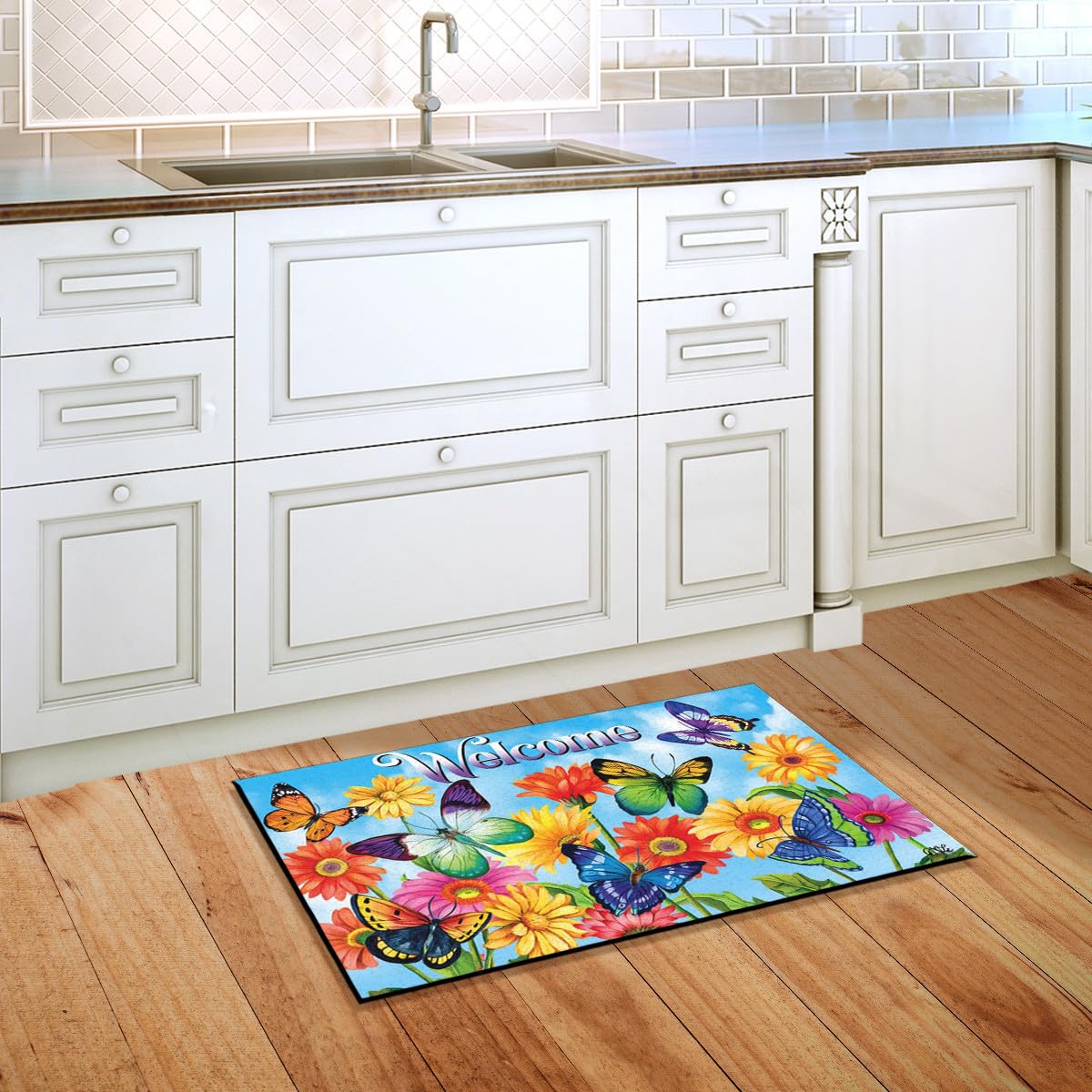 Briarwood Lane Non-Skid Rubber Backing Doormat stays in place on busy floors.