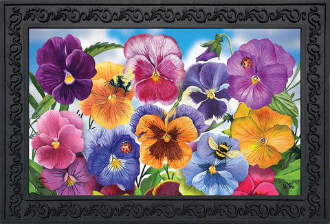 Briarwood Lane pansies spring doormat—vibrant welcome art for entryways.