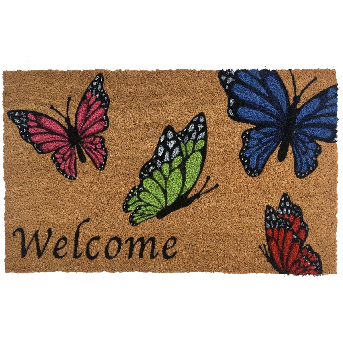 Briarwood Lane Welcome Butterflies Doormat with vivid artwork for curb appeal.