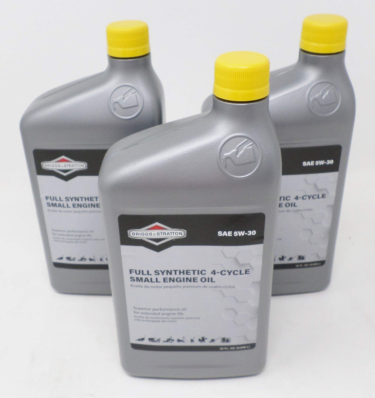 Briggs & Stratton 100074 synthetic oil bottles for 4-cycle engines improve lubrication and performance
