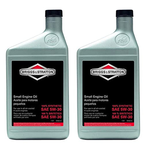 Briggs and Stratton 100074 synthetic oil pouring action for easy top-offs.