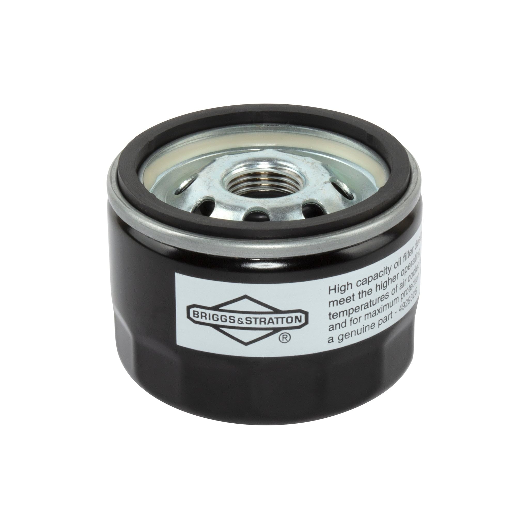 Briggs & Stratton 492932S oil filter front view; supports clean oil flow