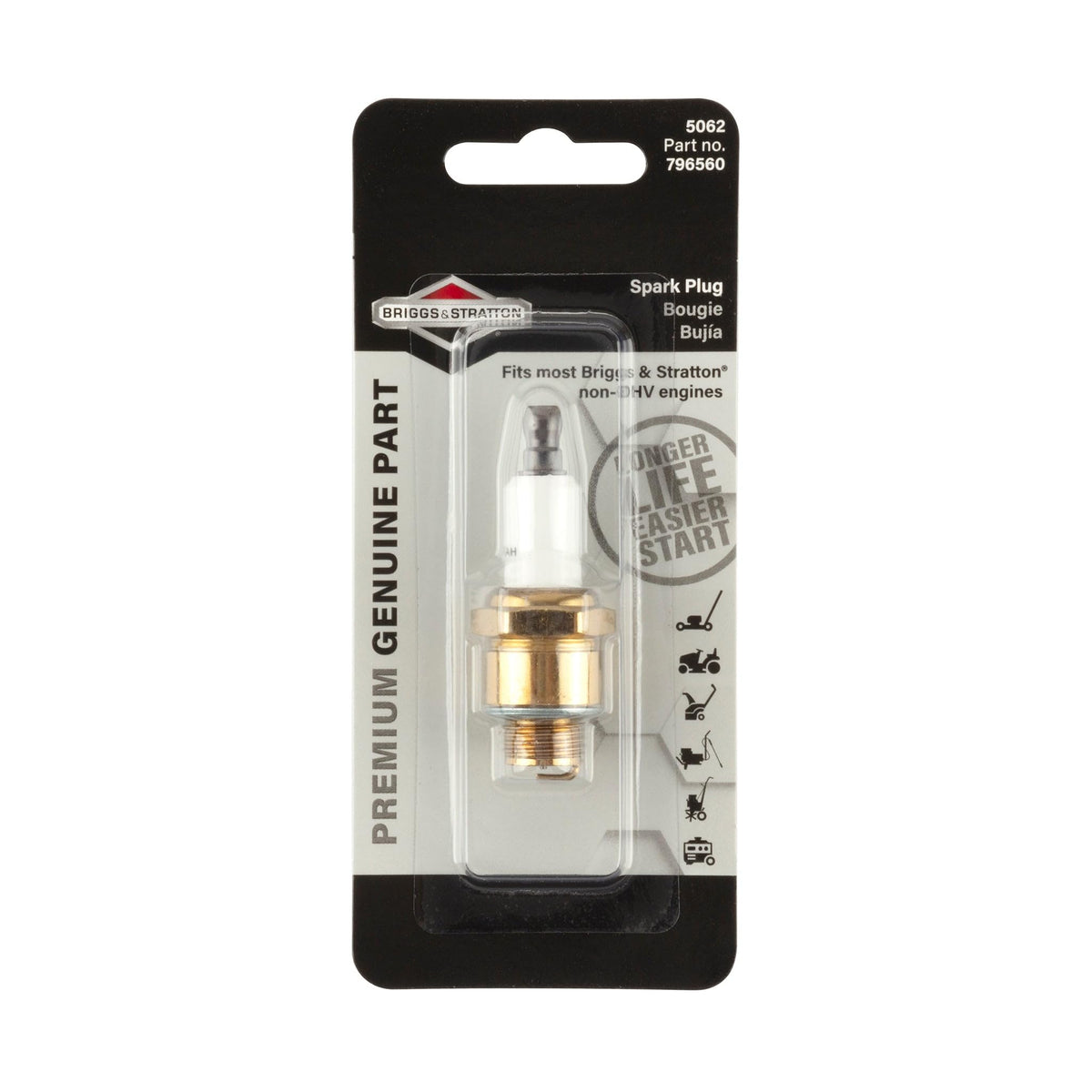 Briggs & Stratton 5062K Platinum spark plug, carded, long life and easy starting