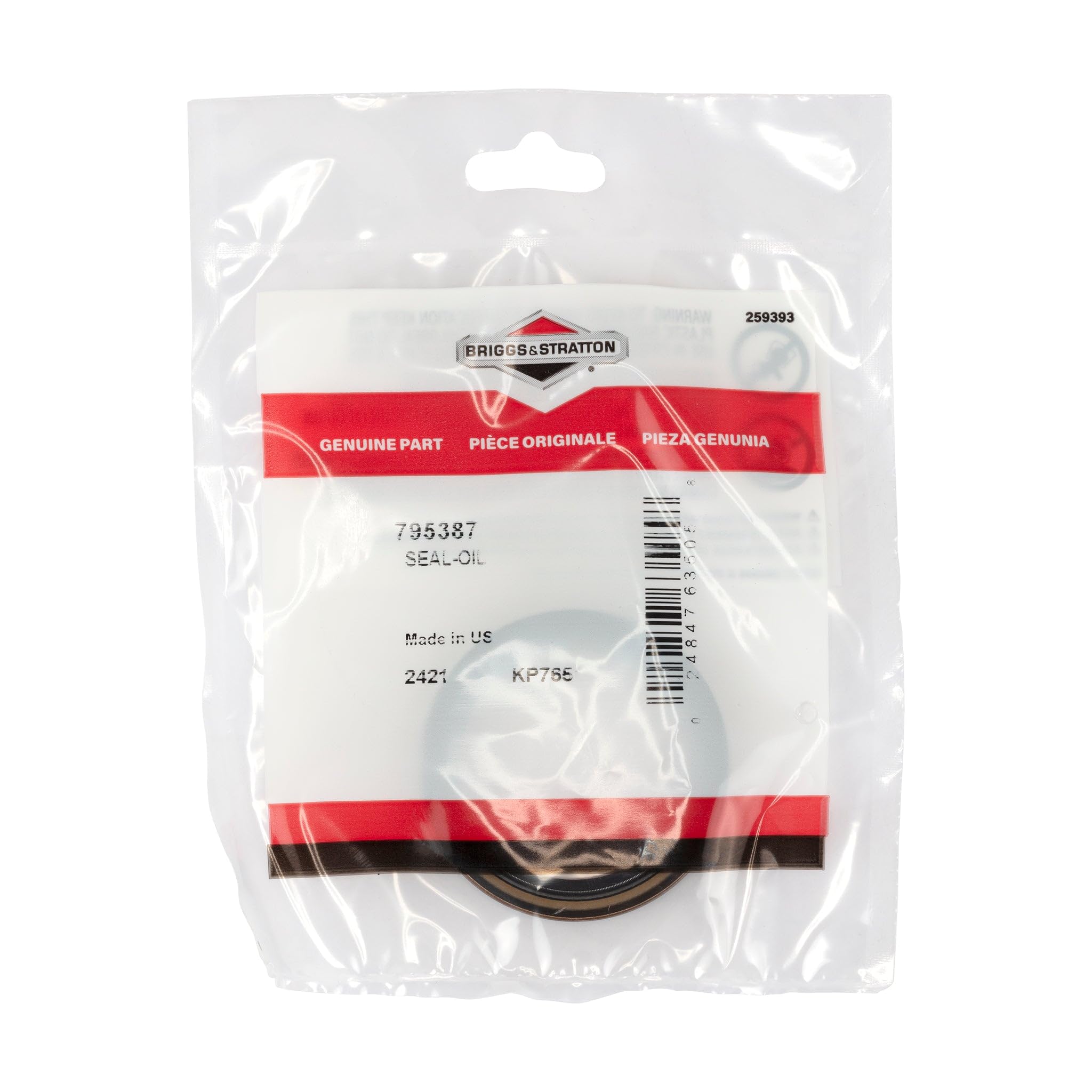 Briggs and Stratton 795387 oil seal on engine demonstrates compatibility across models.